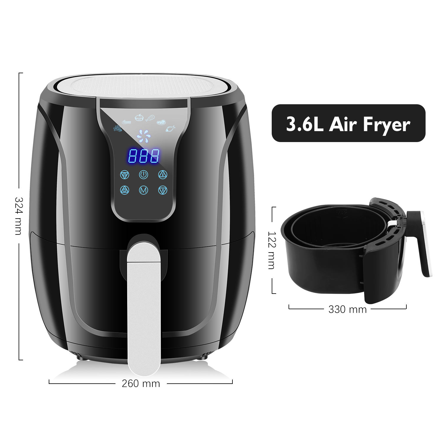 Air Fryer 5.3 QT, 8-in-1 Compact Hot Air Fryers, Electric Oilless Small  Airfryer with Digital LCD Touch Screen, Non-Stick Basket, Recipe Book and  Disposable Paper Liners, Gift for Mom Women Wife 